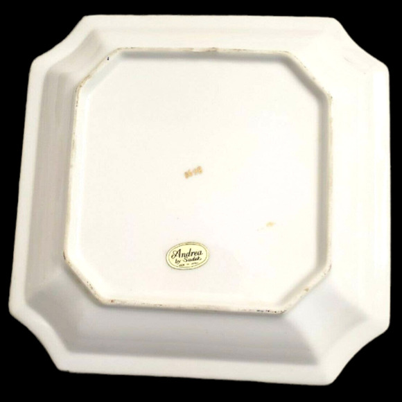 Andrea by Sadek Asian Floral Japan Decorative 8" Square Plates Blue Orange - Picture 4 of 5